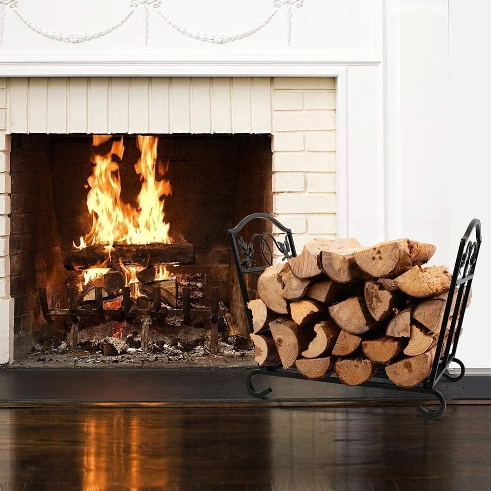 Firewood Rack Indoor Outdoor Heavy Duty Foldable Firewood Holder Wrought Iron Fireplace Log Holders Wood Rack for Firewood