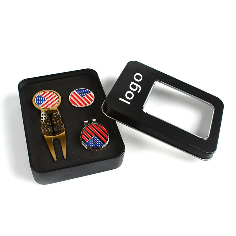 custom US America flag logo hat clip,metal golf magnetic hat clip ball marker enamel badge metal belt clip