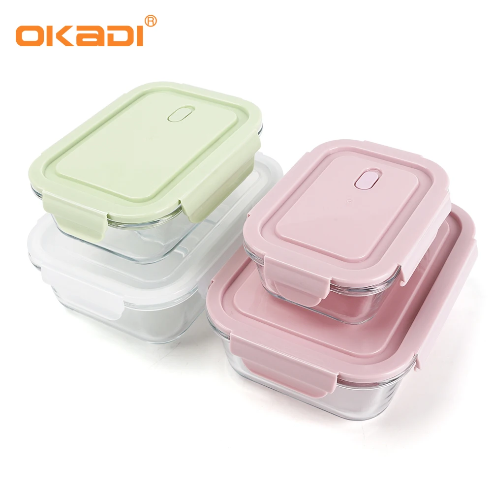 Hot Sell Microwave Safe Brosilicate Glass Food Storage Container, Glass Shcool Lunch Bento Box Set with Spoon