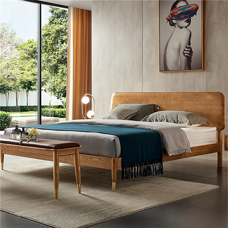 Minimalist home furniture master bed solid wood bed set