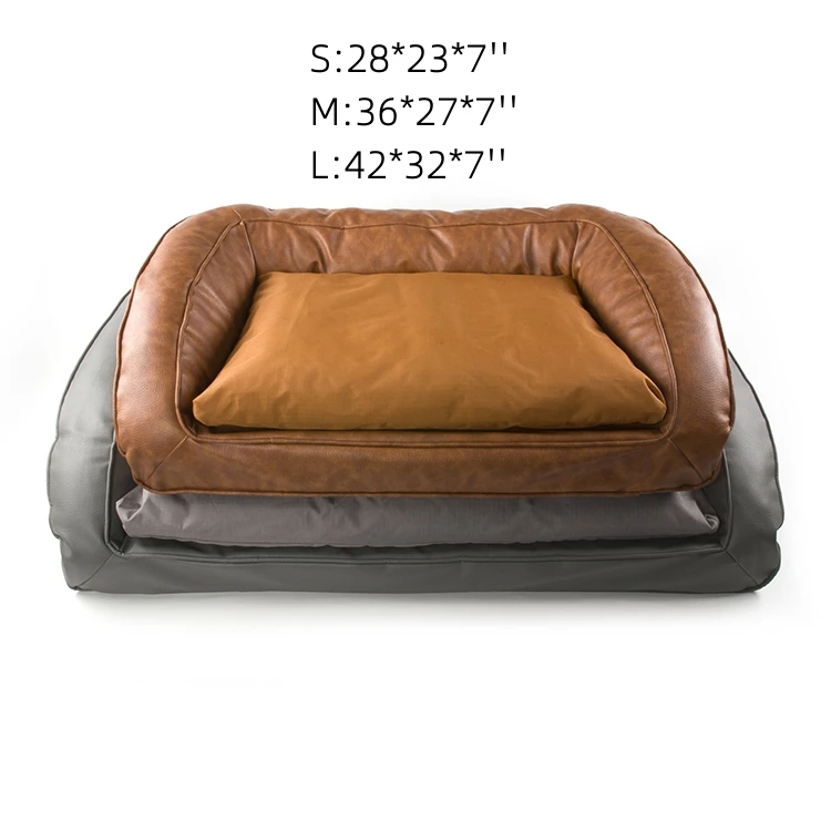 All Weather Leather Pet Dog Sofa Bed Extra Comfort Large Sleep Couch For Large Dogs Washable Sofa Memory Foam Dog Bed