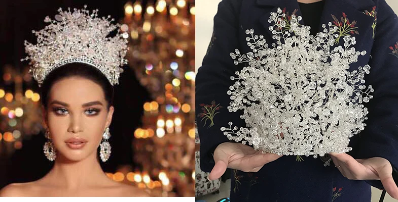 Customize ODM OEM Handmade Headpiece Rhinestones Gorgeous Sparkle diadems Bridal Prom Princess Wedding Crown Tiara T0129