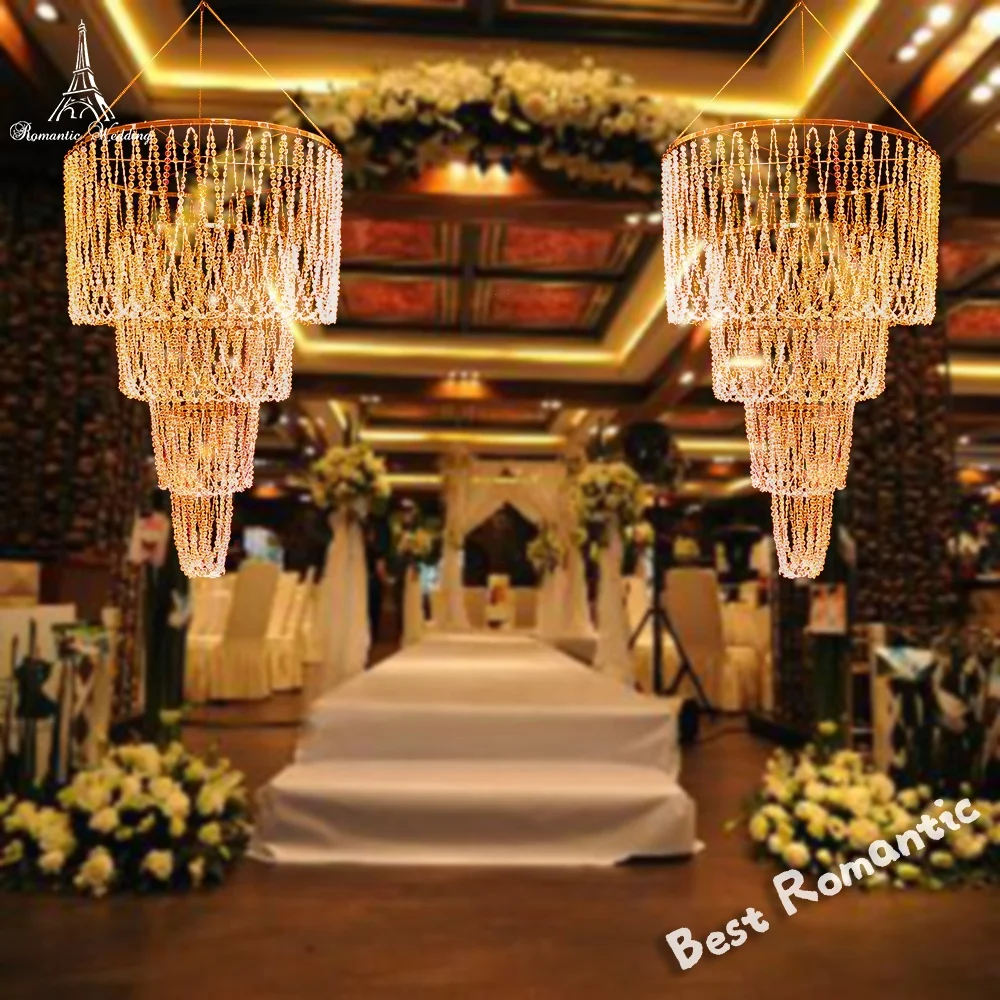 Wedding Props Luxury Iron Crystal Chandelier Wedding Decoration Lamp Chandelier Pendant Lights for Weddings
