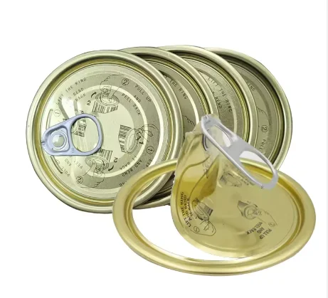 TFS Tin Free Steel 83.3mm 99mm #307 #401 EOE Easy Open Ends Lids with Golden Yellow Coating for Fish in Oil Meat Canned Food