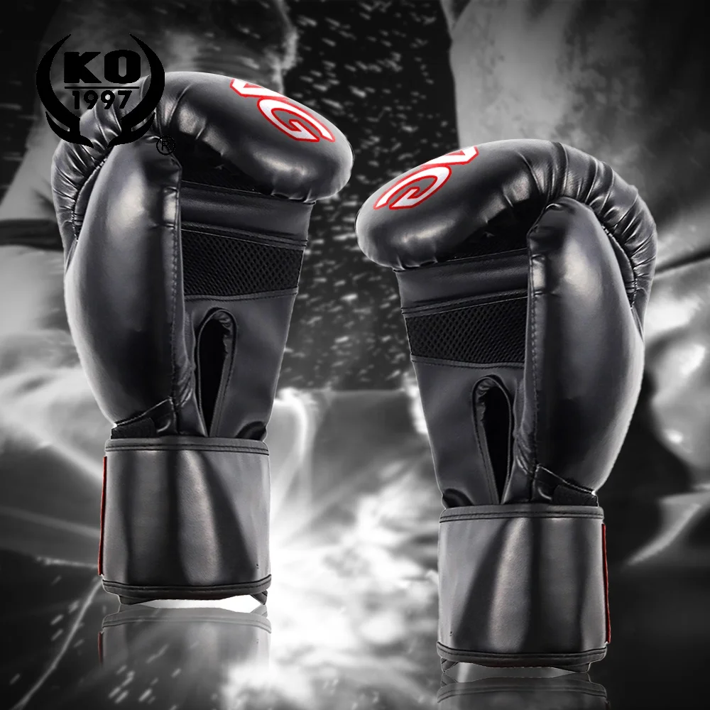 Amazon hot selling black leather boxing gloves product custom