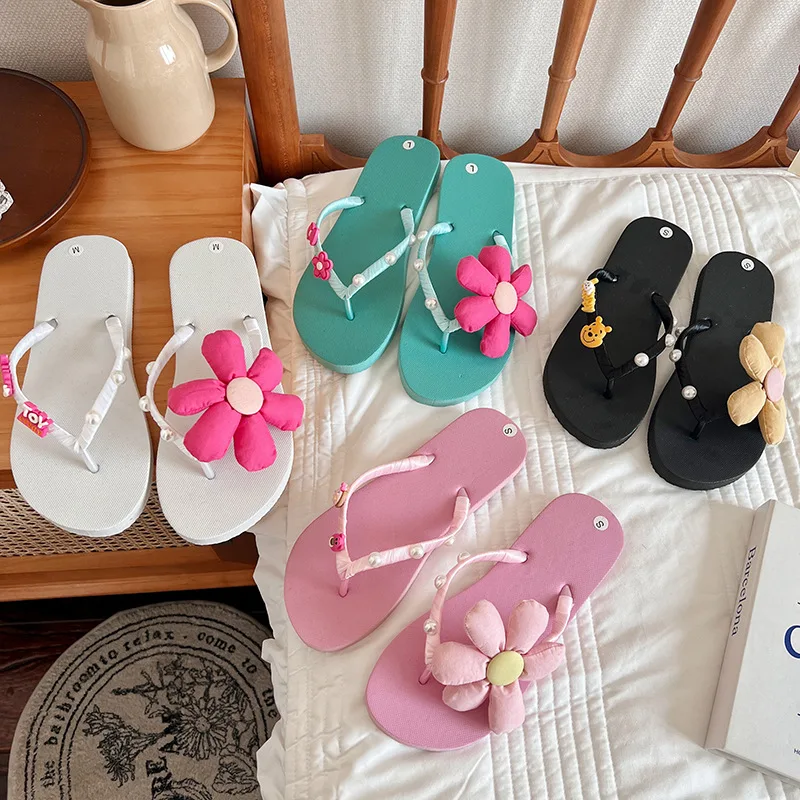 cheap women colorful sandals Beach flower cute shoes women anti slip flip flop summer comfort Lady Outdoor Flipflops