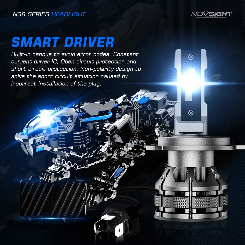 Novsight/nighteye A500-N38 15000lumen 80W headlight kits luces led para auto h4 9005 h1 h13 led light bulb led headlight h7