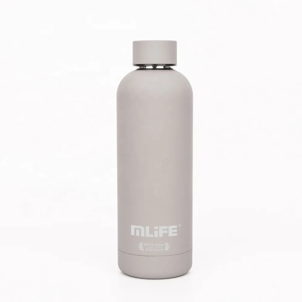 500ml / 17oz Grey rubber coating SUS 304 stainless steel double wall vacuum flask thermos
