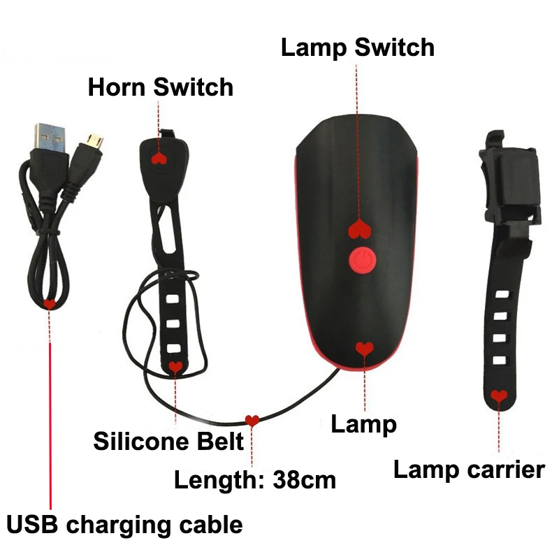 Bright USB Electric Bicycle Accessories Rechargeable Outdoor Front Led Light Set with speaker