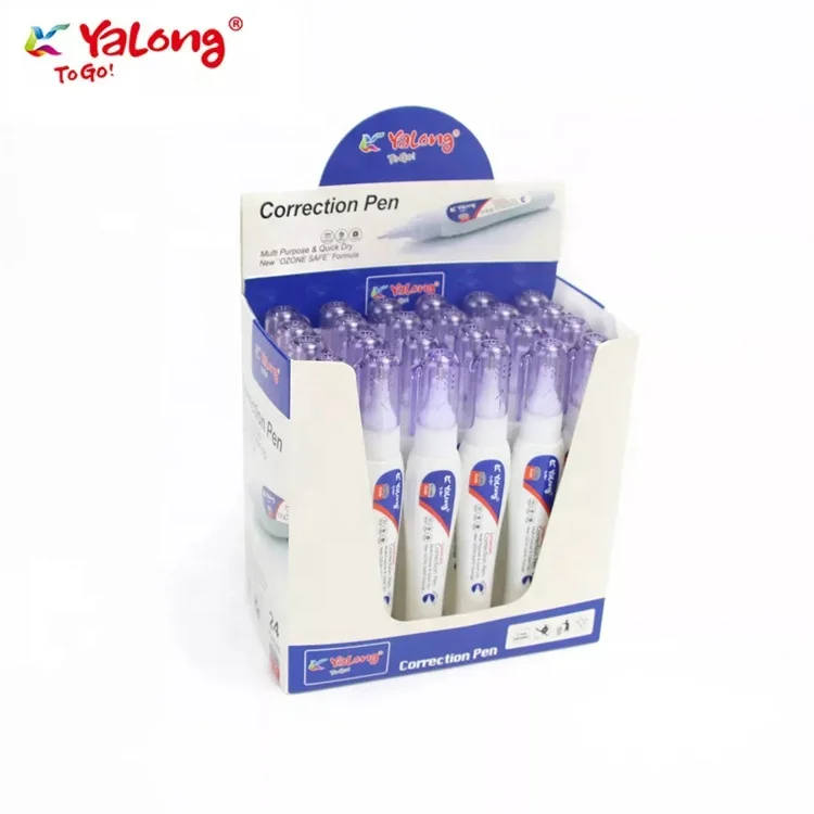 Настраиваемая стильная быстросохнущая гладкая металлическая ручка Yalong для коррекции наконечников, Нетоксичная белая цветная корректирующая жидкость, набор для студентов