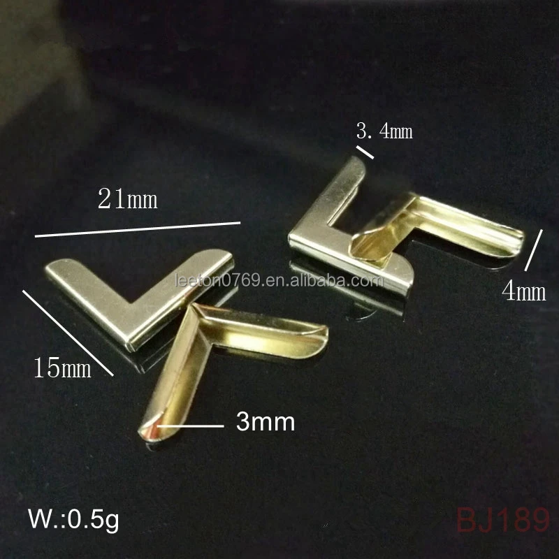 Factory supply  15 x 15 x 3.0mm gold metal corner protector for book cover