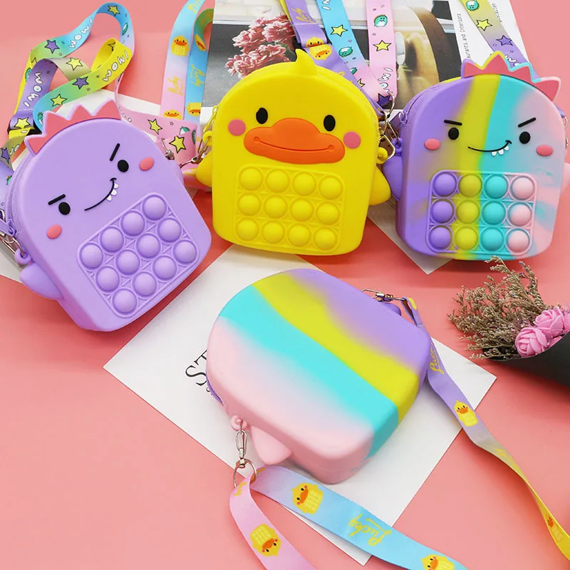 all 40 types new unicorn pop slung shoulder bag squeeze coin purse multi model sensory pop fidget bag unicorn