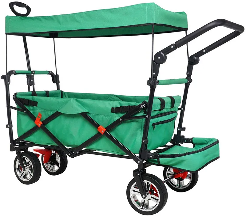 collapsible folding outdoor utility wagon with canopy