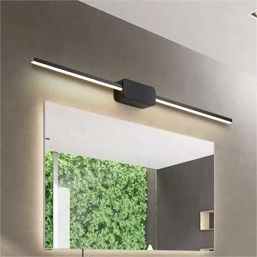 Black long bedroom bedside wall light easy to install white bathroom mirror LED wall lamp for For mirrors front