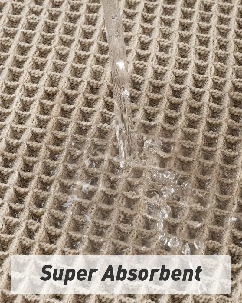 Waffle Bath Mats Super Absorbent Non Slip Bath Mats for Bathroom Floor Machine Washable Bathroom Rugs with Tassels