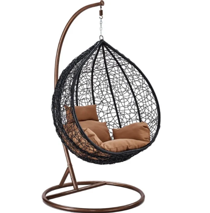 Hot sale outdoor patio furniture rattan swing Chairs Single Patio Swings Balcony Ceiling Rocking Cushion