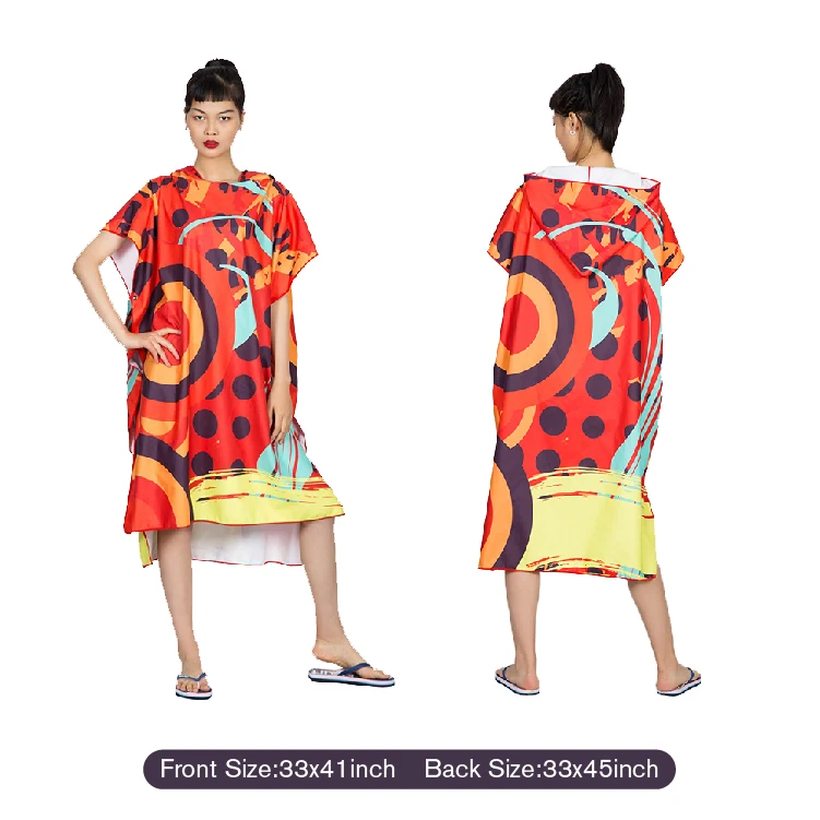 quick dry custom printed microfiber suede beach towel poncho robe hooded boys girls