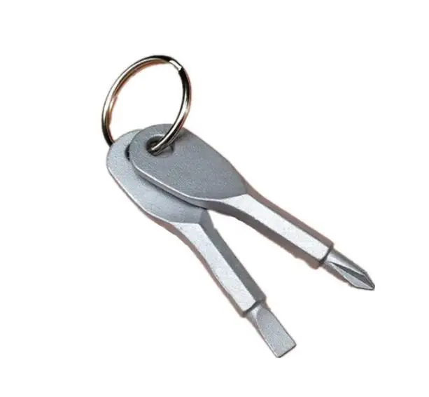 Factory Price Mini Slot Type Screwdriver and Cross Screwdriver Multi-tool Metal Keychain