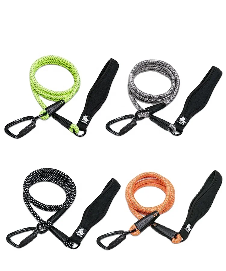 Nylon Hands Free Rope Dog Leash Pet Leash Reflective Dog Lead With Carabiner