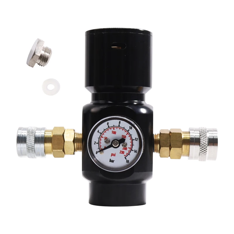 Low Pressure Regulator 0-130psi Portable MicroCO2 Regulator for Pneumatic Tools with Double Out Put Foster Quick Disconnect 2202