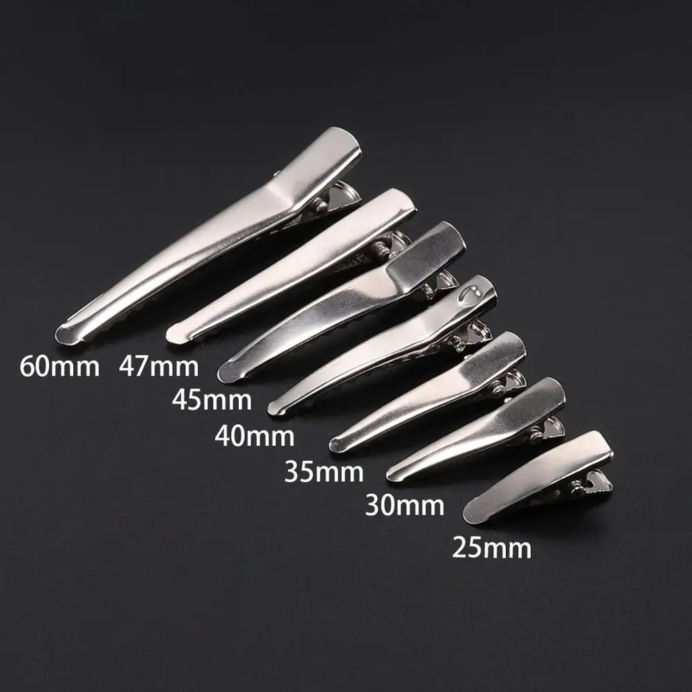 20pcs/lot 30/40/45/55/60mm Clips Single Prong Alligator Hairpin With Teeth Blank Setting For DIY Hair Clips Jewelry Making Base