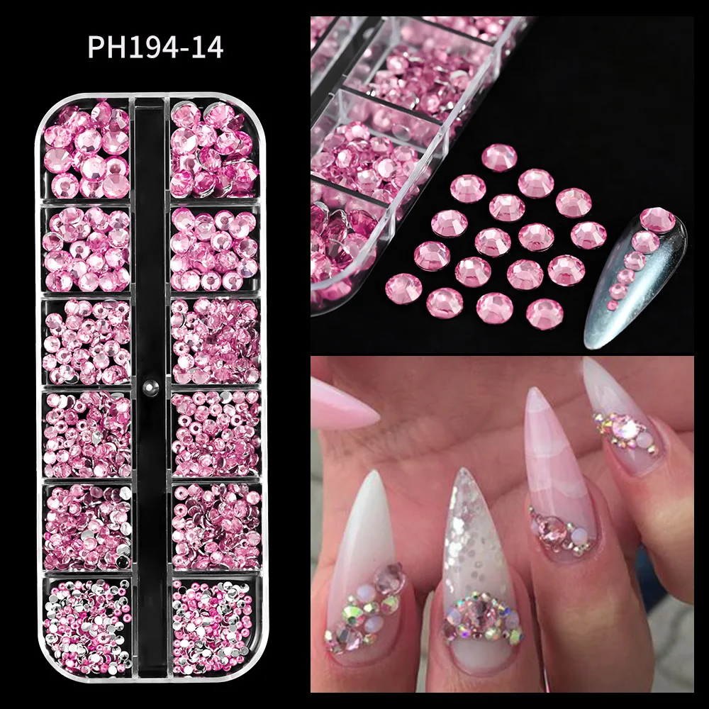 12 colors 3D Flower Nail finger Art Charms with Rhinestones and Caviar Beads - DIY Nail Art Design for Women Girls Easter