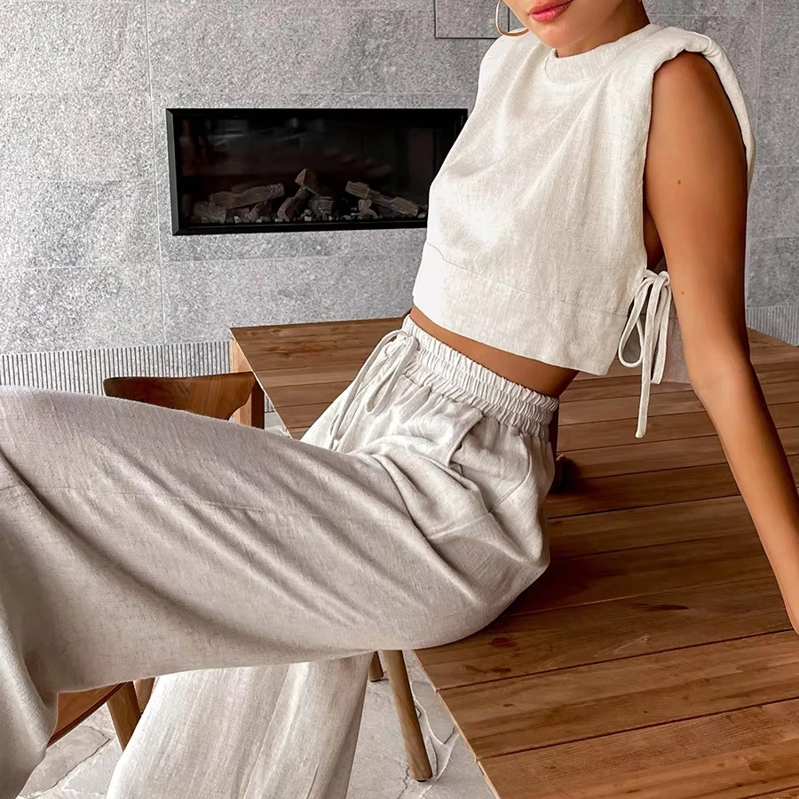 Bettergirl 2024 Fashion Summer Custom Casual Linen Tank Top And Skirt For Women Clothing Elegant 2 Pieces Set