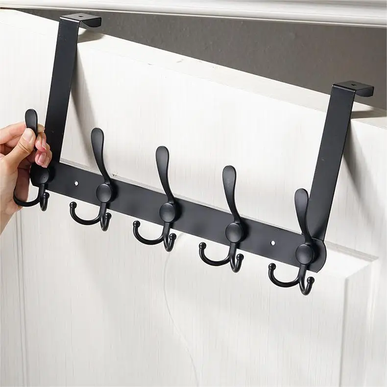 Heavy Duty 5 Tri Hooks Over Door Hanger Hook Rack for Hanging Coats Clothes Hat Towel
