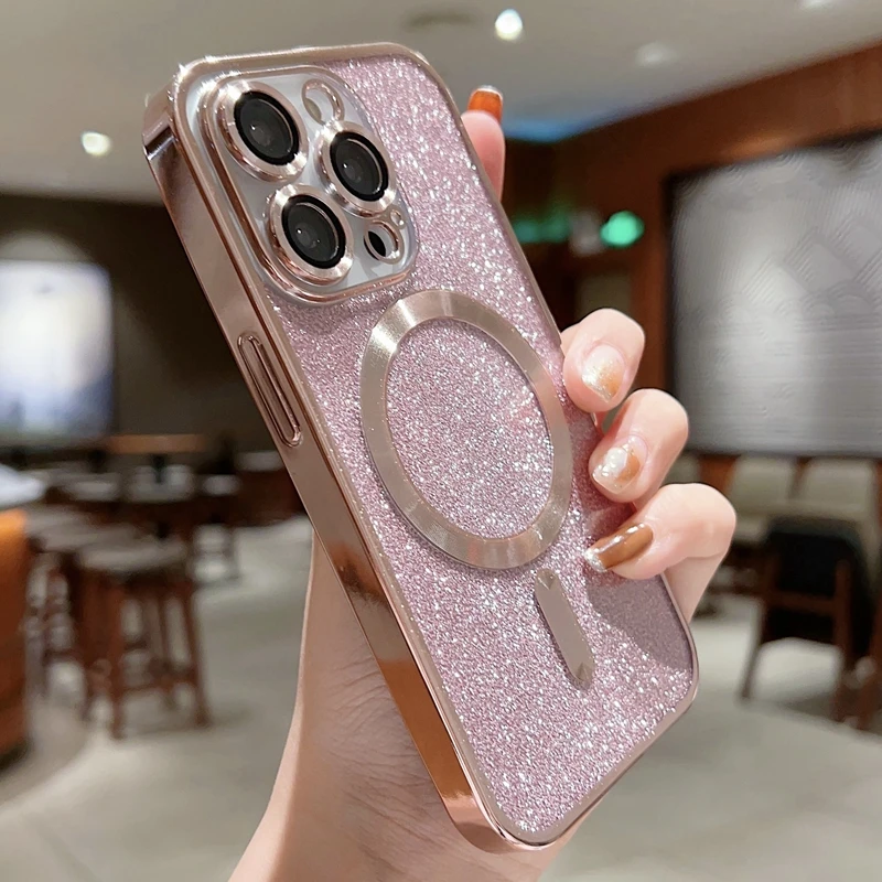 2023 Stylish Pretty Glitter Luxury Magnetic Mobile phone case For iPhone 14 13 12 11 Pro Max 14 Plus MagSafe Protective cover