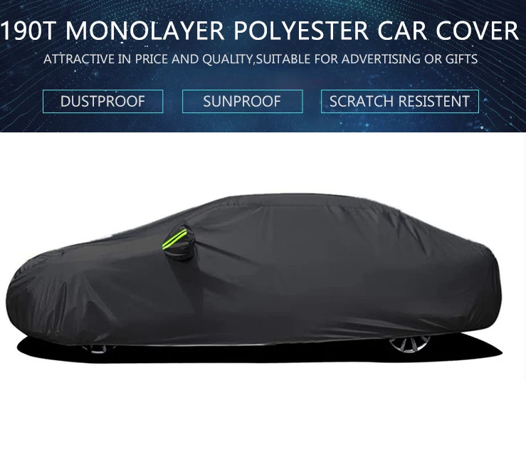 190  Polyester taffeta hot-sellingUniversal Full Black Car Covers Outdoor UV Snow Resistant Sun Protection Cover for Suv Jeep Se