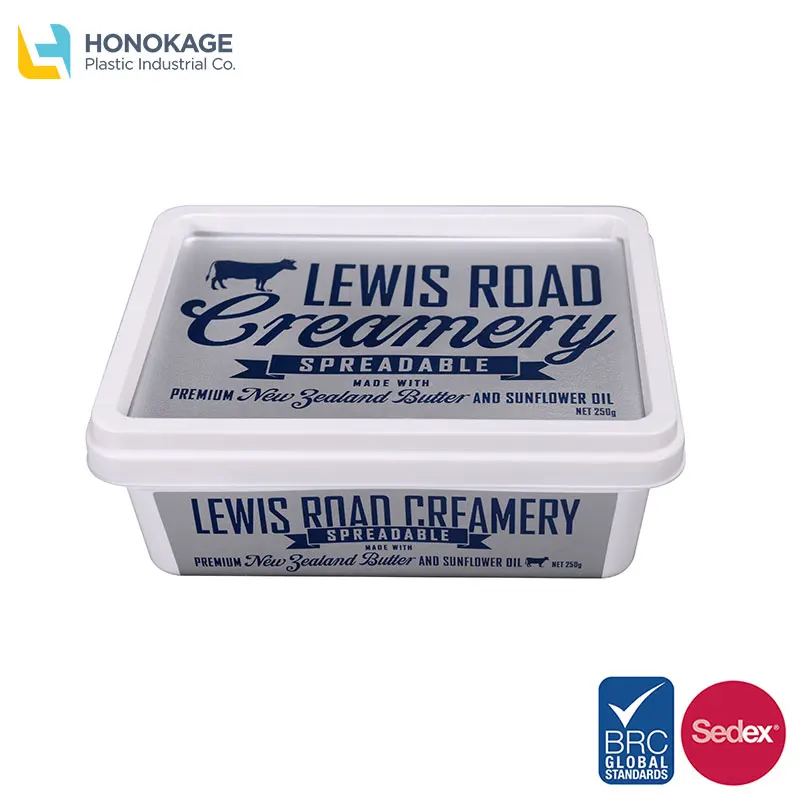 Wholesale Eco Friendly Disposable Custom logo Printing Oval IML Margarine Packaging Cup Plastic Butter Container Spread Cup