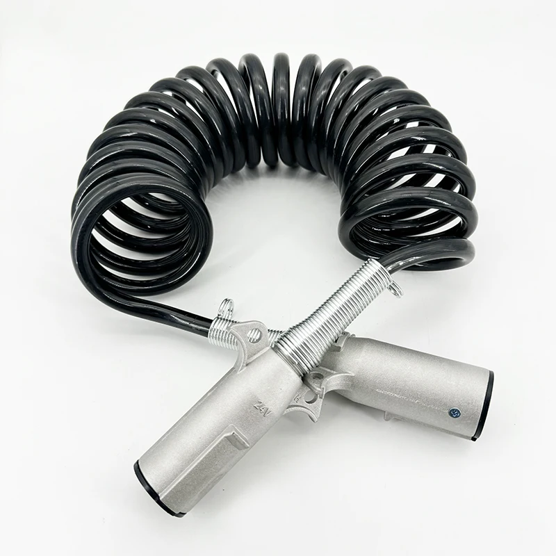 wholesale professional 24V PA Spring trailer cable reel 5.5 meter 7Pin to 7 Pin trailer cable trailer copper cable for track