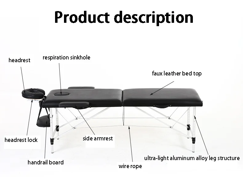 Dont click High-quality Luxury Foldable 2-section Beauty Salon Lash Folding Massage Bed Table