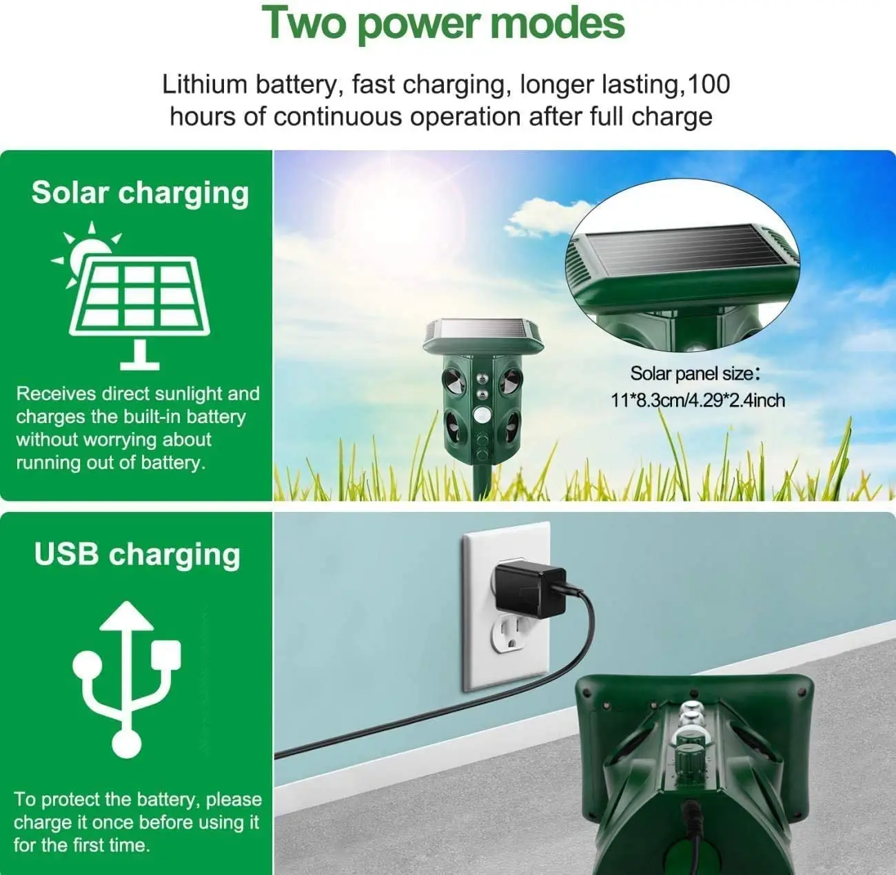 SAIJZEK Wholesale Outdoor Garden Farm Lawn drive away device Solar repeller device with led flash light