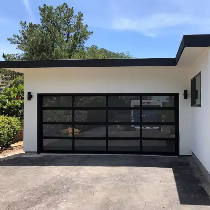 Aluminum Full-view Garage Door Fiberglass Sectional Clear Acrylic Automatic Glass Garage Door For Homes