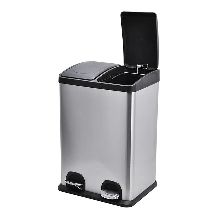 2 And 3 Compartments Recycling Bin 30l 40l With Soft Closing Function Kitchen Stainless Steel Large Recycle Waste Bins Trash Can