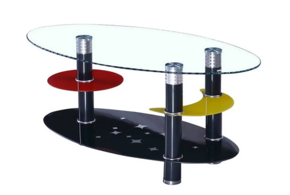New factory modern living room sofa side oval glass top large coffee table stainless steel fashion beautiful glass coffee table