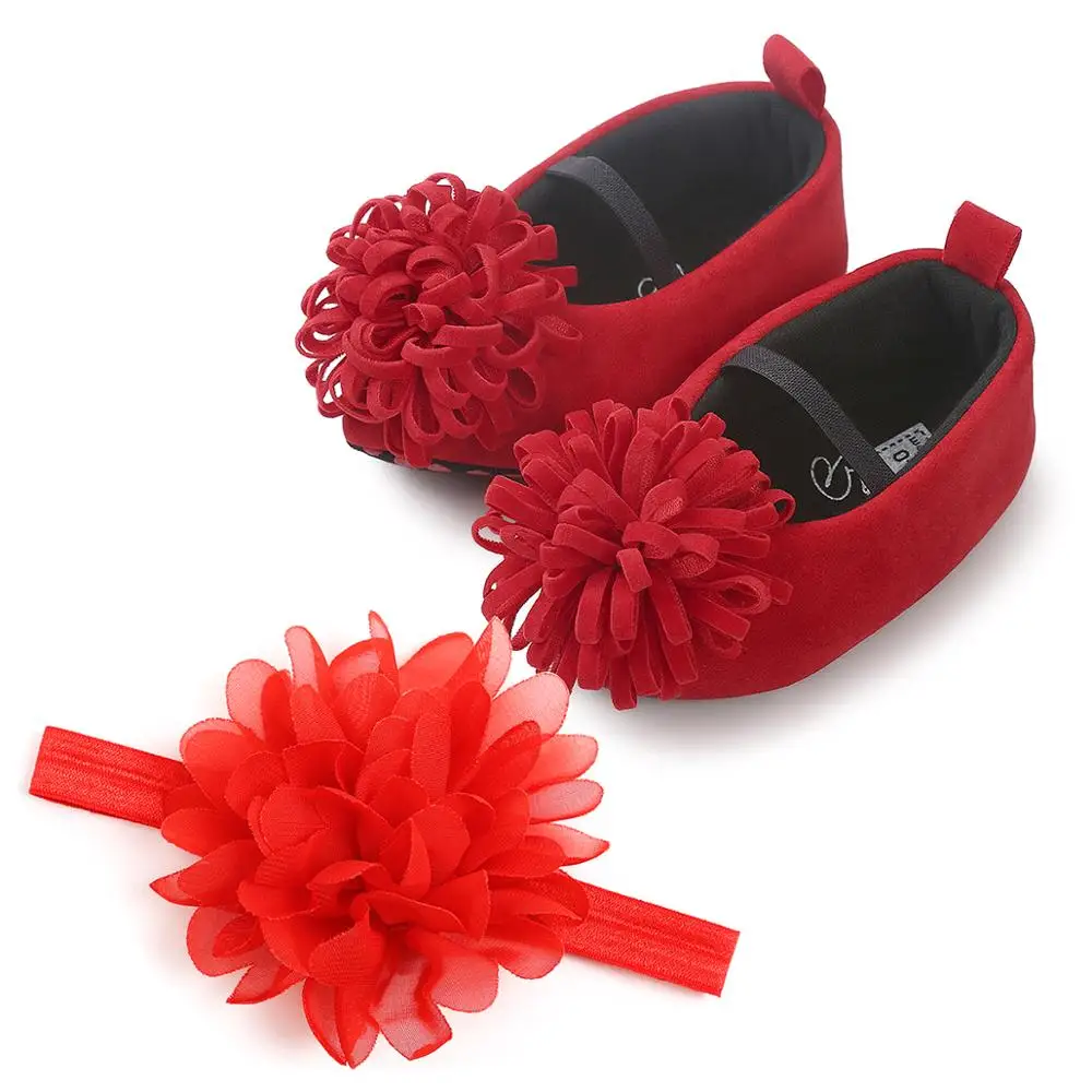 Child Moccasin Shoes Casual Wear Baby Dress Shoes & Headband Set Flower Toddler girl Kids New Born Baby Infant Toddler Shoes