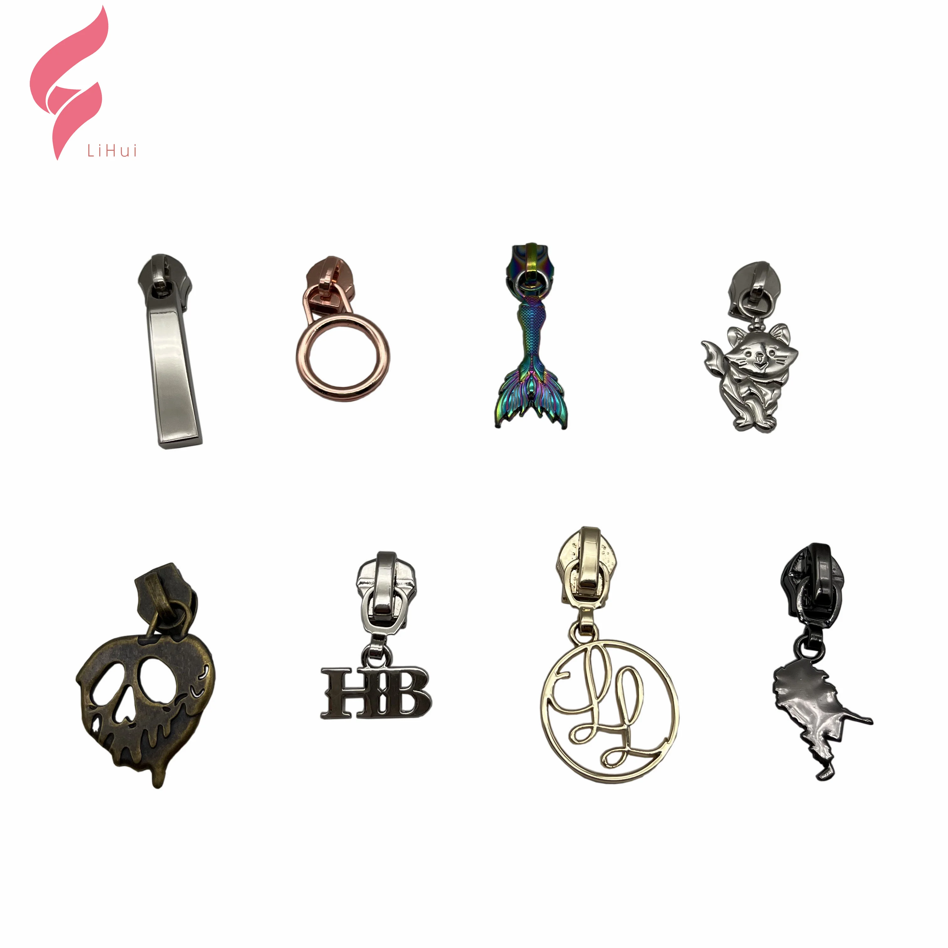 Прямая поставка с фабрики металлическая шнурная пластина на заказ деловые аксессуары для украшения бирки фурнитура слайдеры логотипа молния