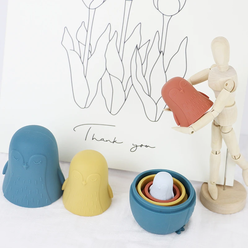 Новое поступление игрушка в виде пингвина форме животного не содержит Бисфенол А силиконовая детская Прорезыватель для зубов набор русских гнездовых