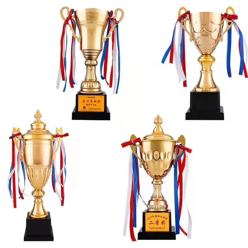 China big size Sport Meeting Creative Custom World Globe High-end Metal 3D Figurines Gold Plated Trophy Cup Trophies