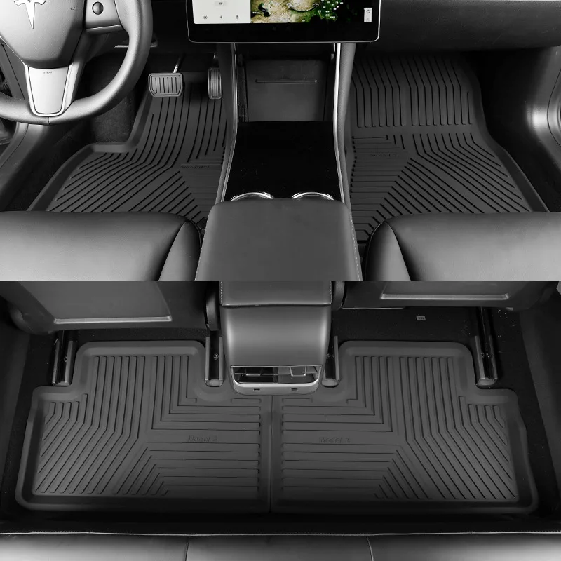Automobile Rubber Foot Mats Front And Rear Trunk Protection Carmats Silicone Car Mat For Tesla Model3 Models