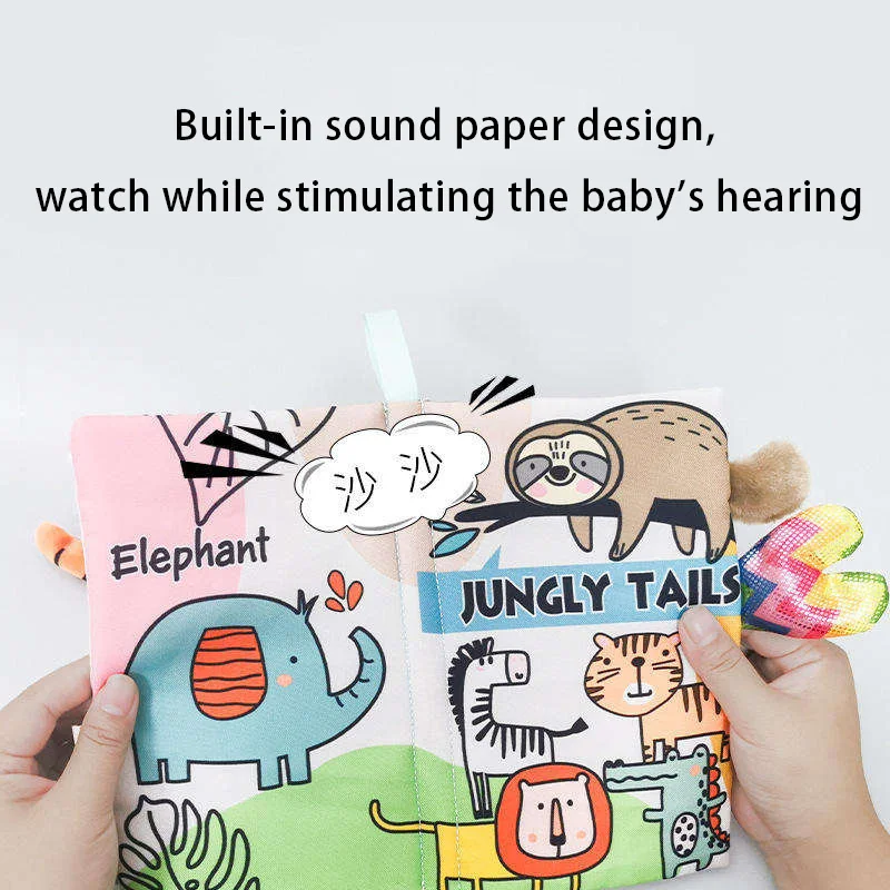 HANSUN Early Learning Educational Interactive Fabric Animals Baby Cloth Books Activity Crinkle Sensory Books Cloth Book For Kids