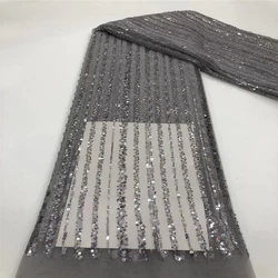 New Nigerian French lace black funeral fabric transparent mesh 5 yards