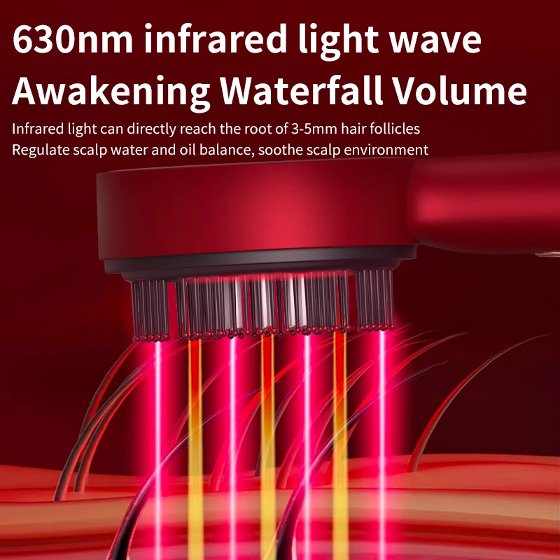 OEM Logo Electric Hair Growth Scalp Massager Brush EMS Hair Growth Oil Applicator Massage Comb Red Light Therapy Devices