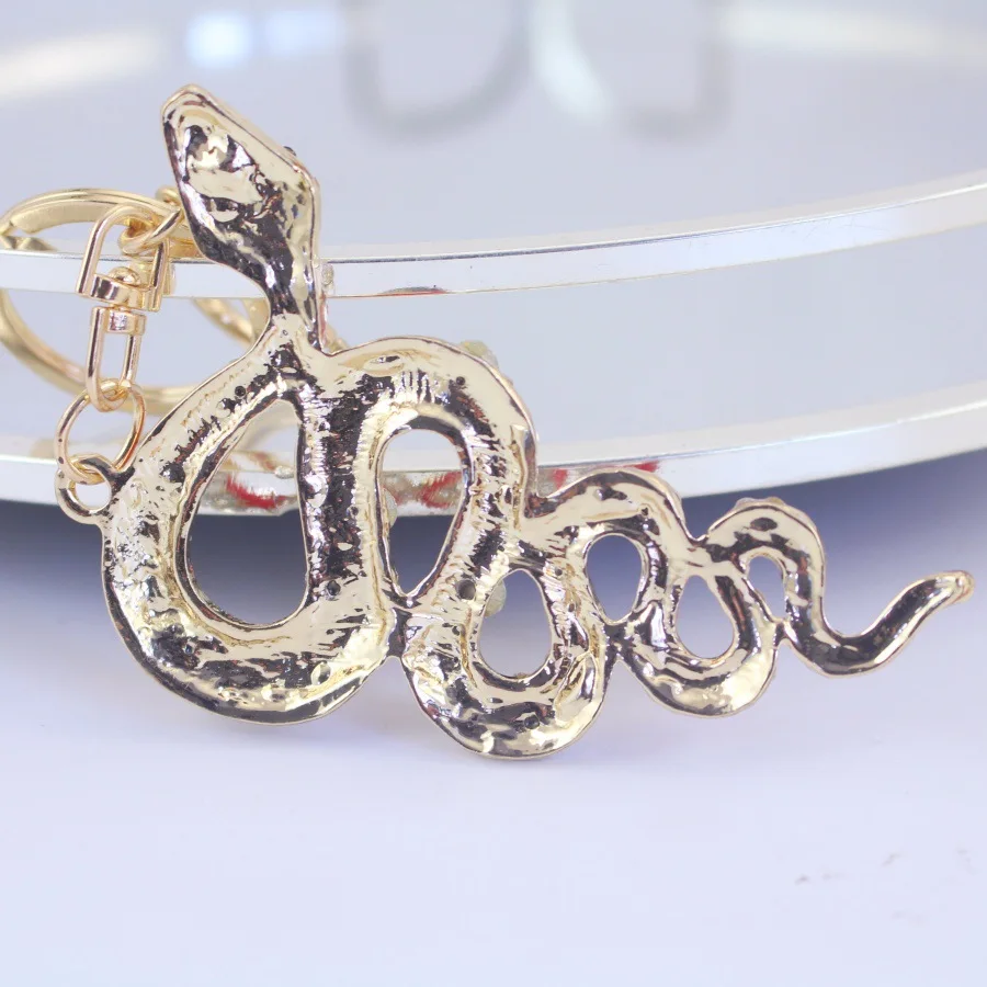2024 China Hot Promotional Gift Keychain Rhinestone snake metal  Keychain Diamond Key Chains Charms Car Accessories