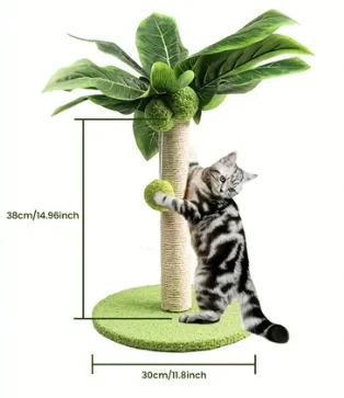 Cat Scratching Post Pillar Scratcher Cat Scratching Pad Play Bed Toy Wood Wear Sisal Simulation Tree with Plush Ball Kucing