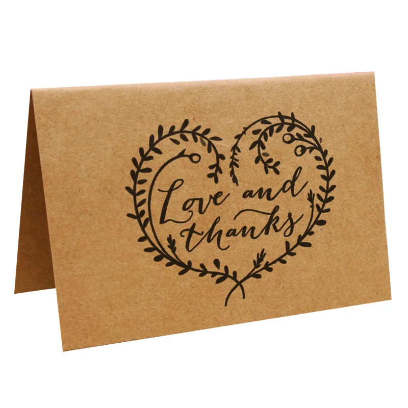 Wholesale Custom Printing Personalized Thank You Card Kraft Paper Holiday Small Business Greeting Cards with Envelopes