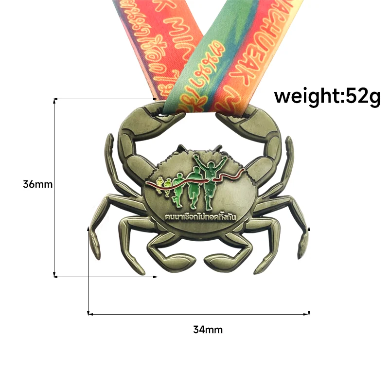 CN Factory Custom Martial Arts Medal Iron Zinc Alloy Creative Crab Model Sports Medal