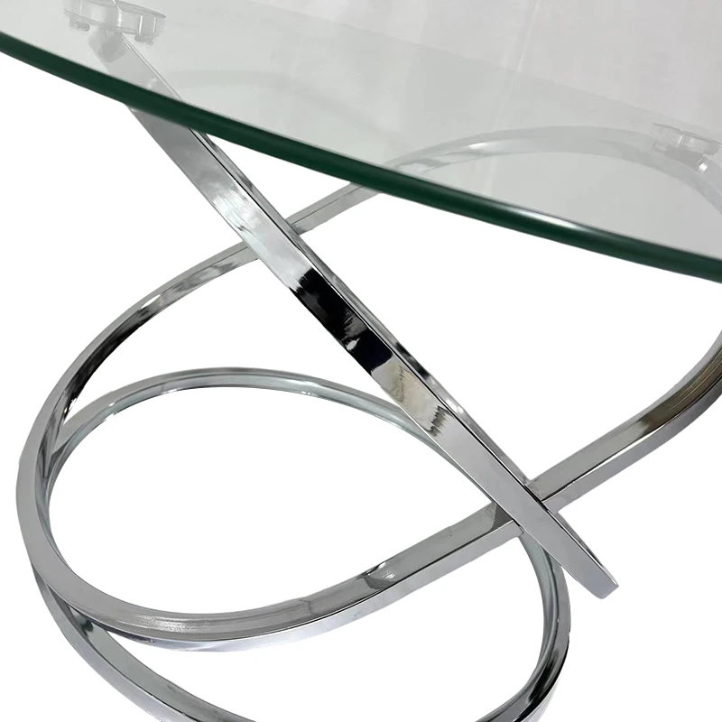 Hot Sale Wholesale Glass Coffee Table for Living Room Clear Top Chrome Base Coffee Table Tempered Glass Coffee Table